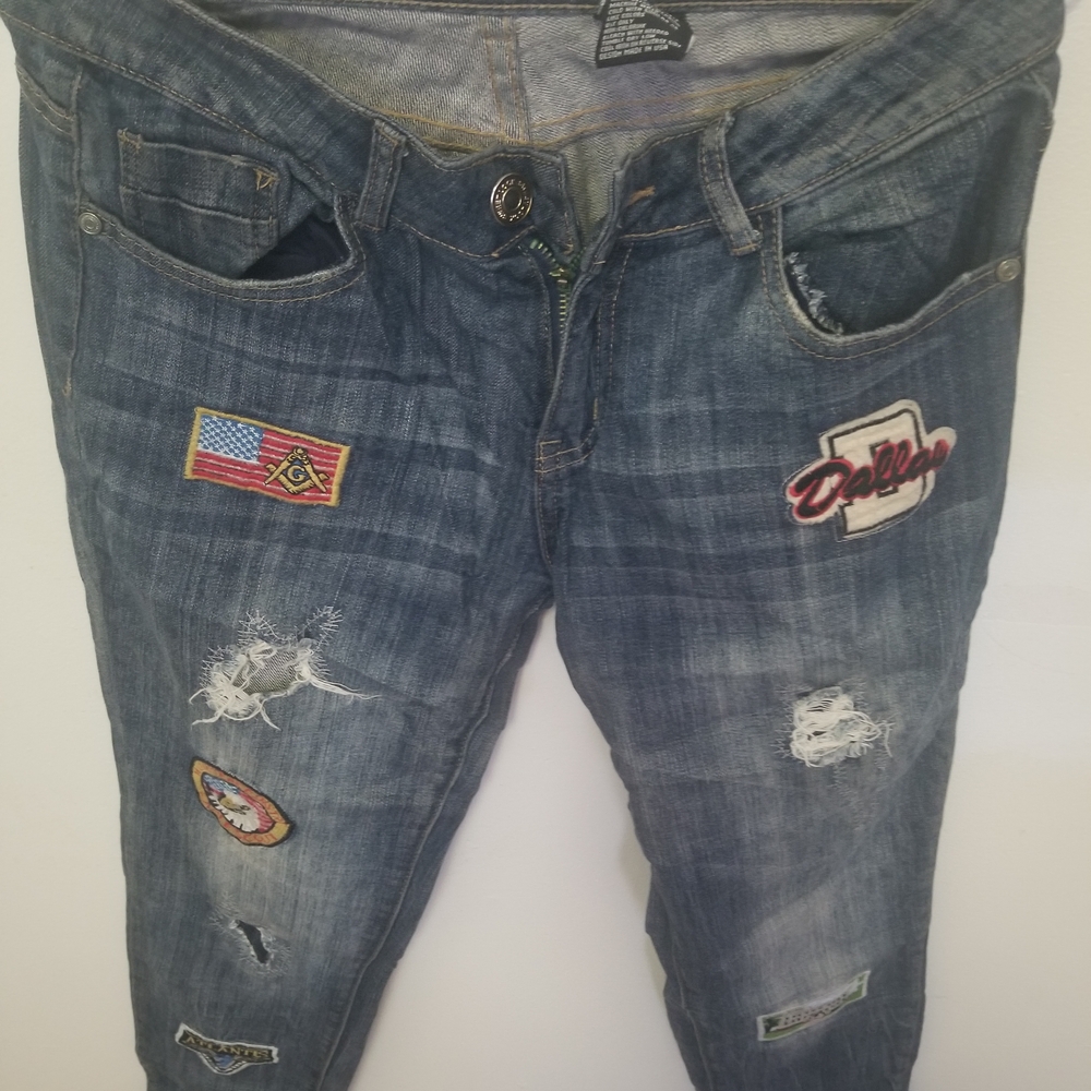 Blue Patched Women's Skinny Jeans